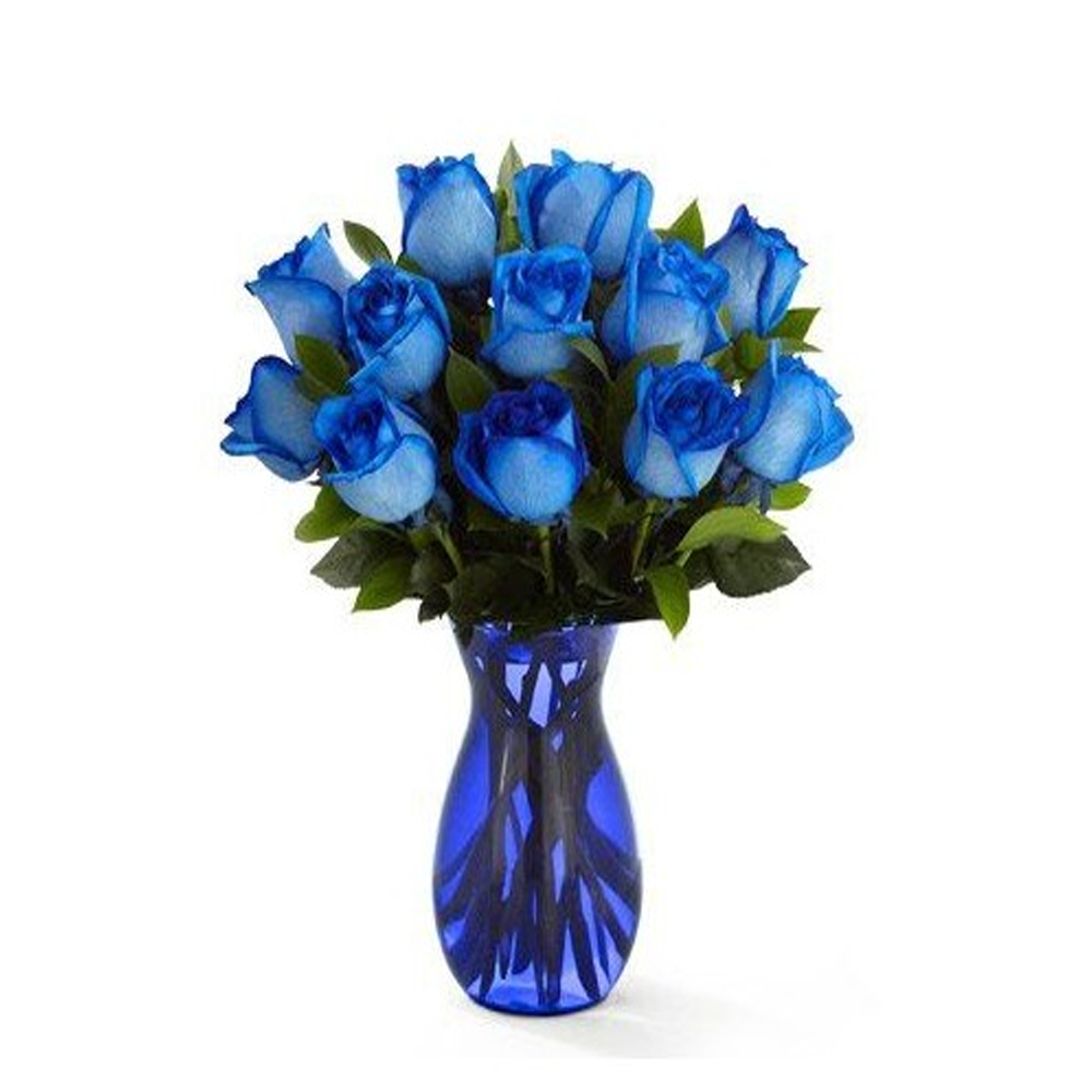 FLORERO DE 12 ROSAS AZULES – Flores Paris