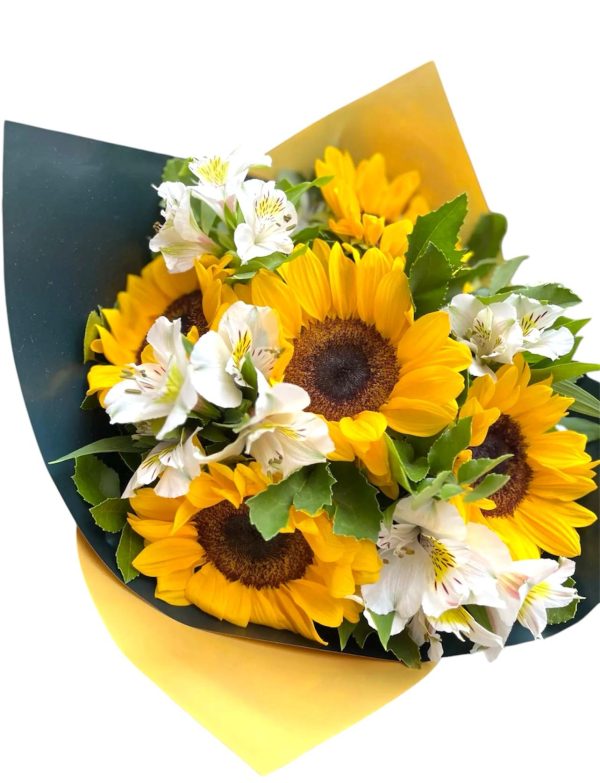 RAMO DE 5 GIRASOLES Y ASTROMELIAS