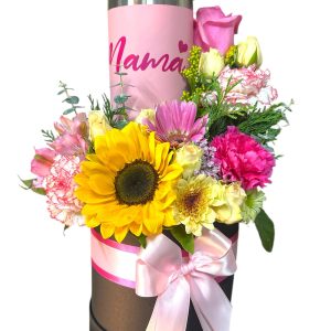 CAJA FLORAL + TERMO PERSONALIZADO