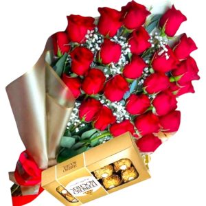 PACK RAMO 24 ROSAS CON CHOCOLATE